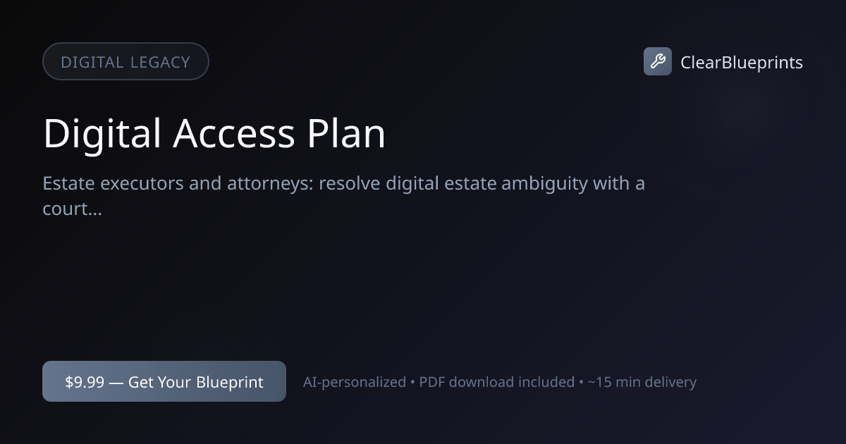 Digital Access Plan - If Something Happens To Me Checklist