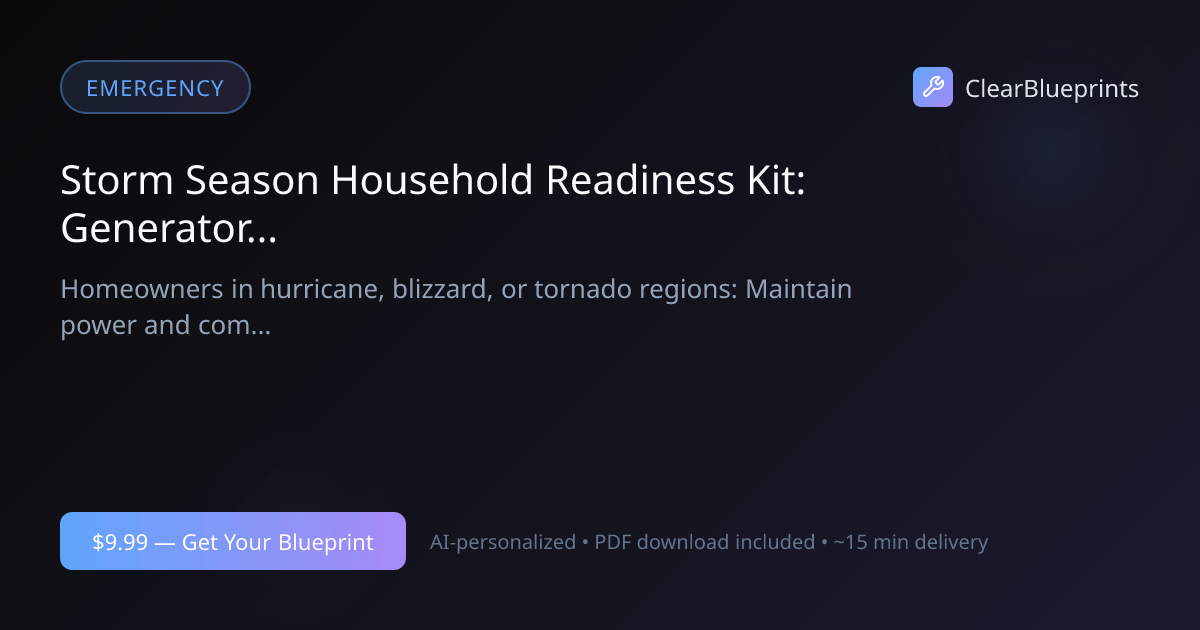 Severe Weather Preparedness Kit Blueprint | ClearBlueprints