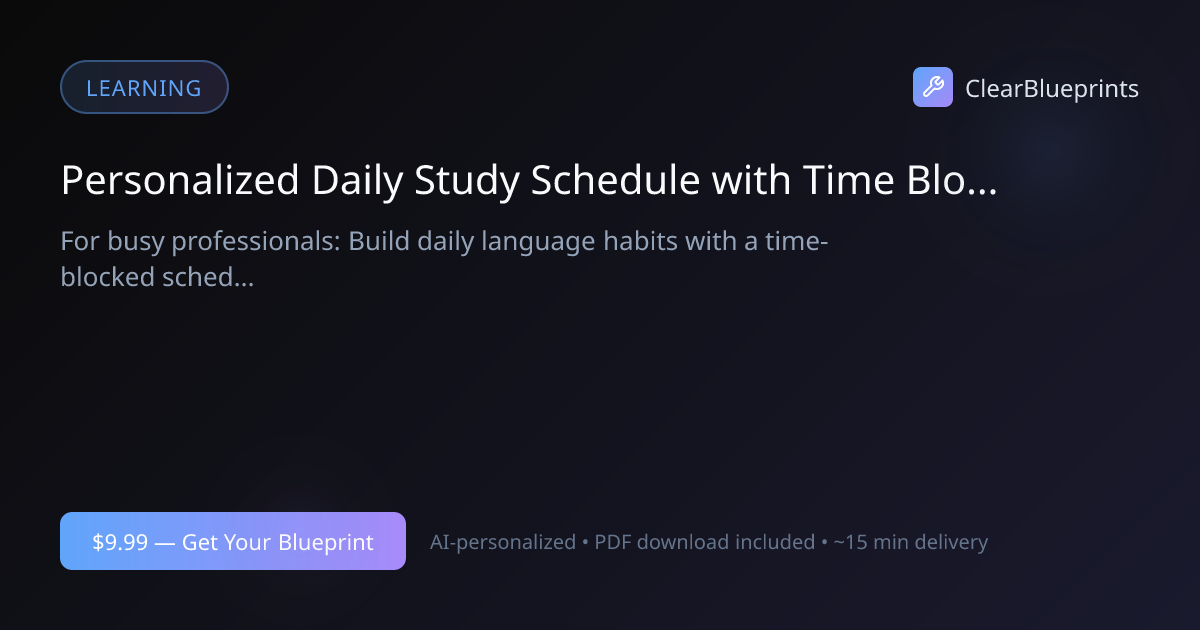 Language Learning Daily Schedule | Clear Blueprints