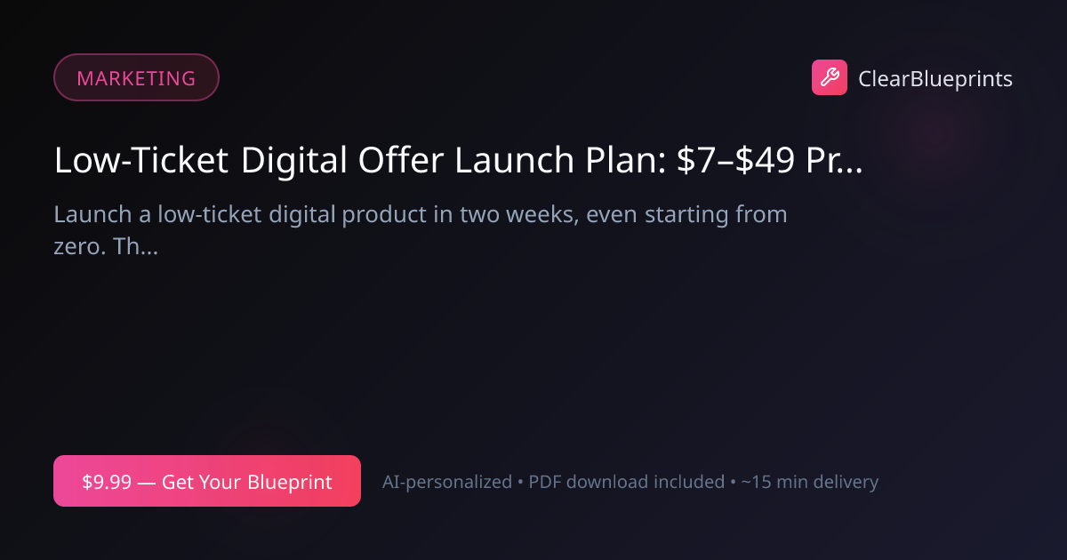 Low-Ticket Offer Launch Plan | ClearBlueprints