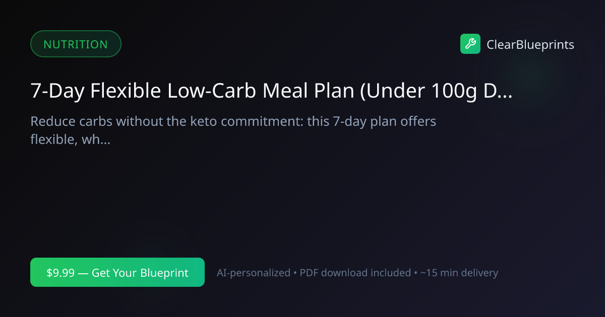 7-Day Moderate Low-Carb Plan: Under 100g Daily Meals