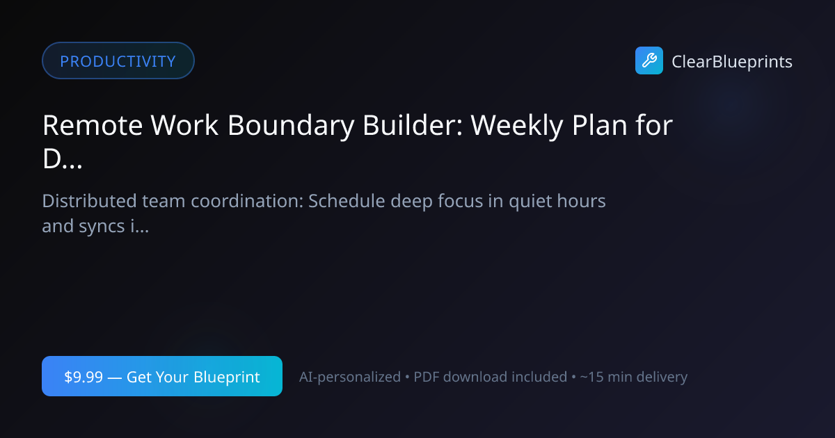 Remote Work Weekly Schedule — Deep Focus Blocks & Async W...